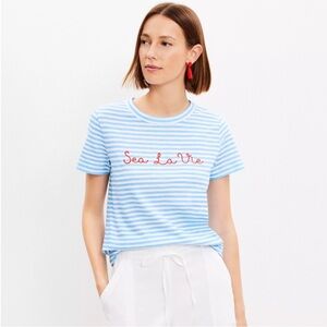 LOFT Sea La Vie—Blue and White Striped Shirt